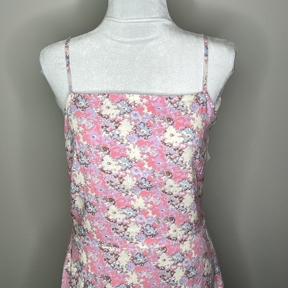 Abound Square Neck Printed Mini Dress in Pink Fade to Flower Haze Size Medium - Picture 3 of 7